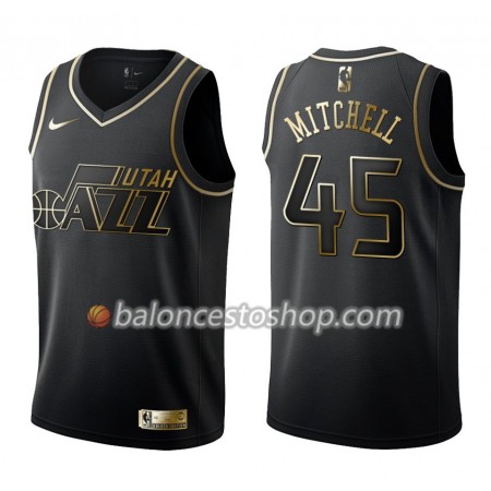 Camiseta Hombre NBA Utah Jazz Donovan Mitchell 45 Nike Negro Golden Edition Swingman